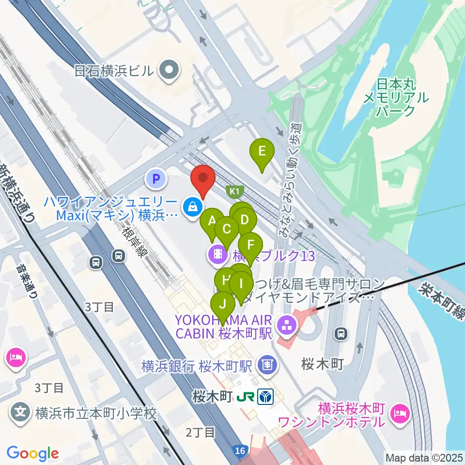 横浜ブルク13周辺のカフェ一覧地図