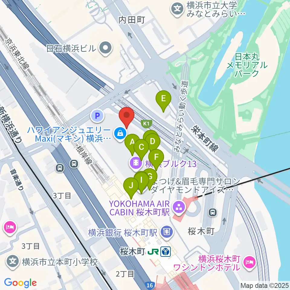 横浜ブルク13周辺のカフェ一覧地図