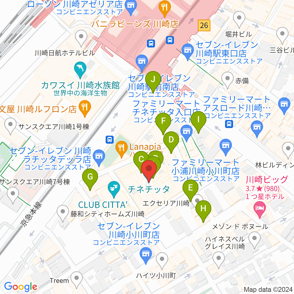 チネチッタ周辺のカフェ一覧地図