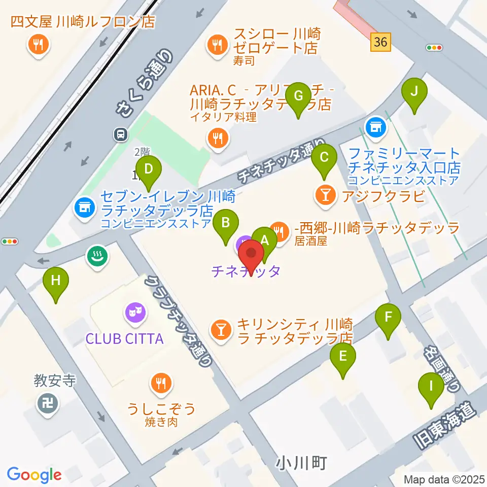 チネチッタ周辺のカフェ一覧地図