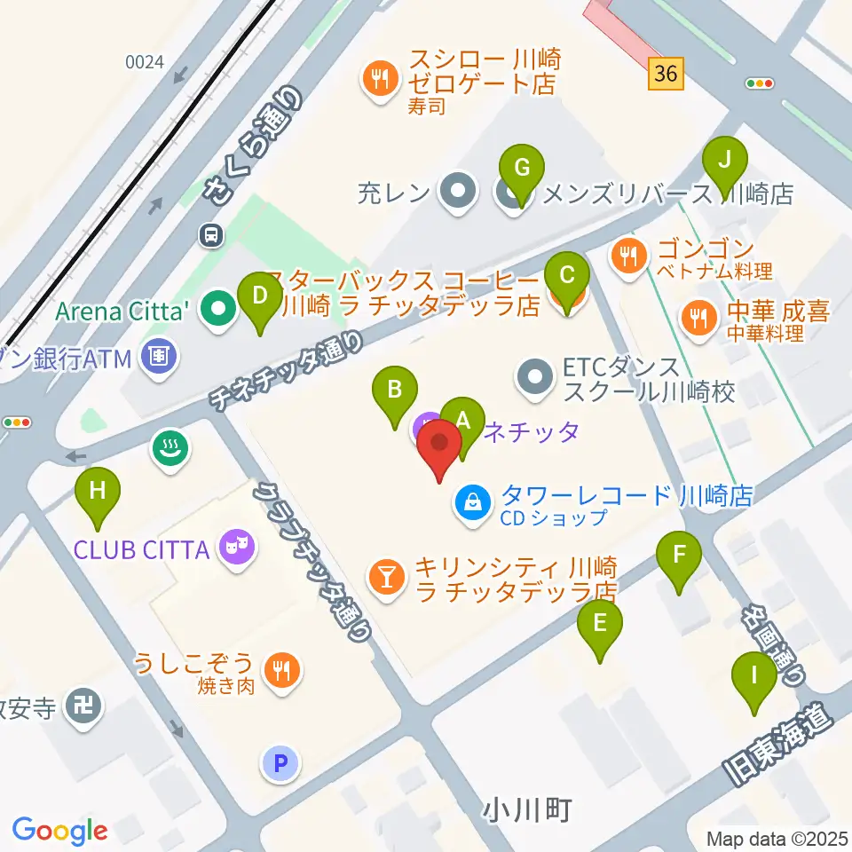 チネチッタ周辺のカフェ一覧地図