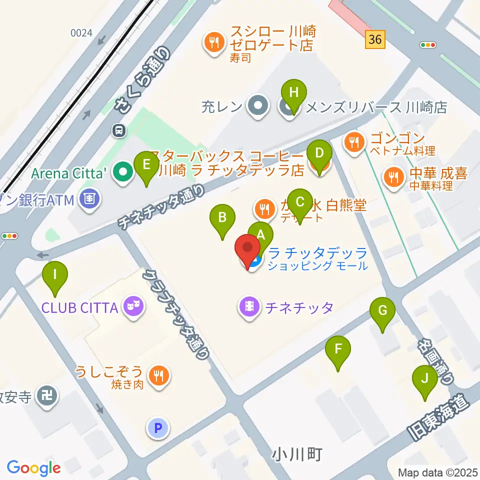 チネチッタ周辺のカフェ一覧地図