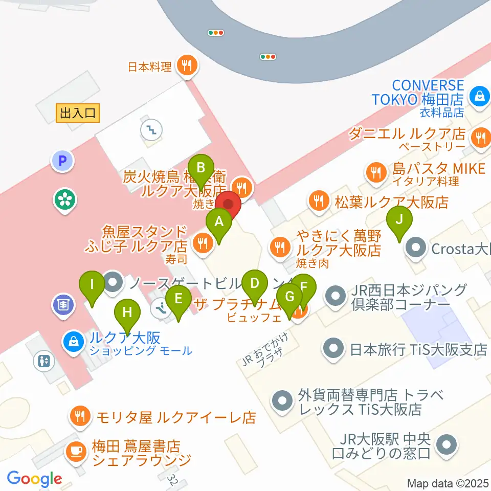 大阪ステーションシティシネマ周辺のカフェ一覧地図