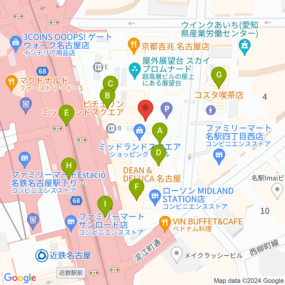 ミッドランドスクエアシネマ周辺のカフェ一覧地図