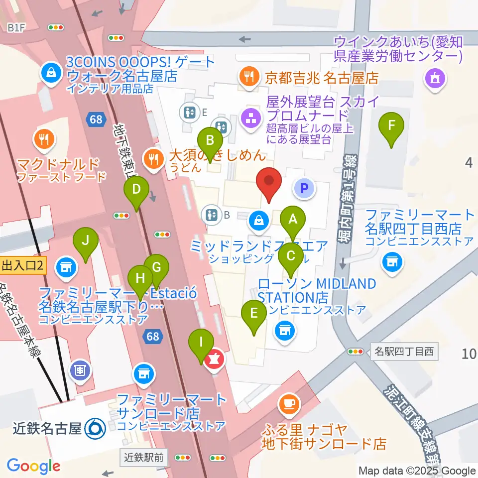 ミッドランドスクエアシネマ周辺のカフェ一覧地図