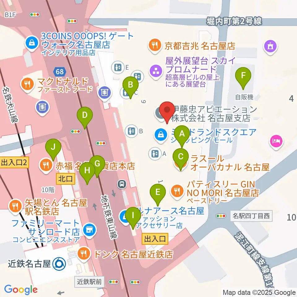 ミッドランドスクエアシネマ周辺のカフェ一覧地図