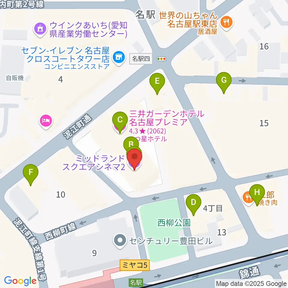 ミッドランドスクエアシネマ2周辺のカフェ一覧地図