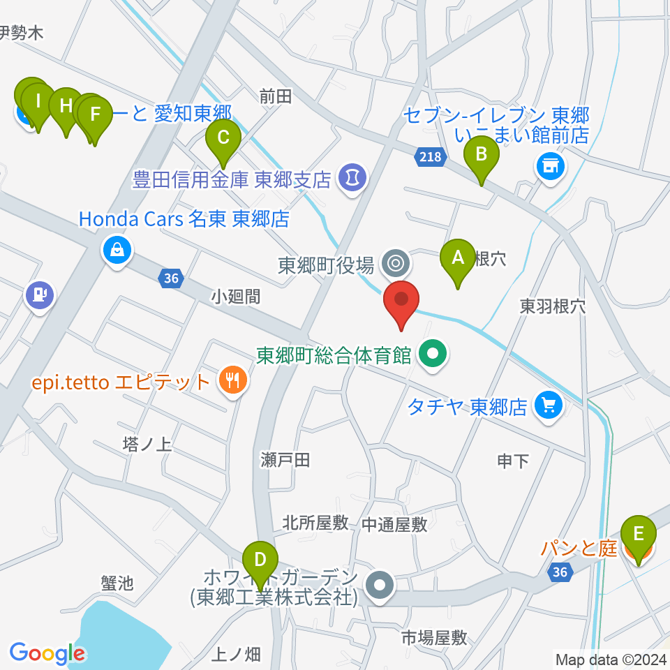 東郷町民会館周辺のカフェ一覧地図