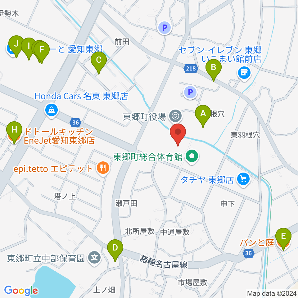 東郷町民会館周辺のカフェ一覧地図