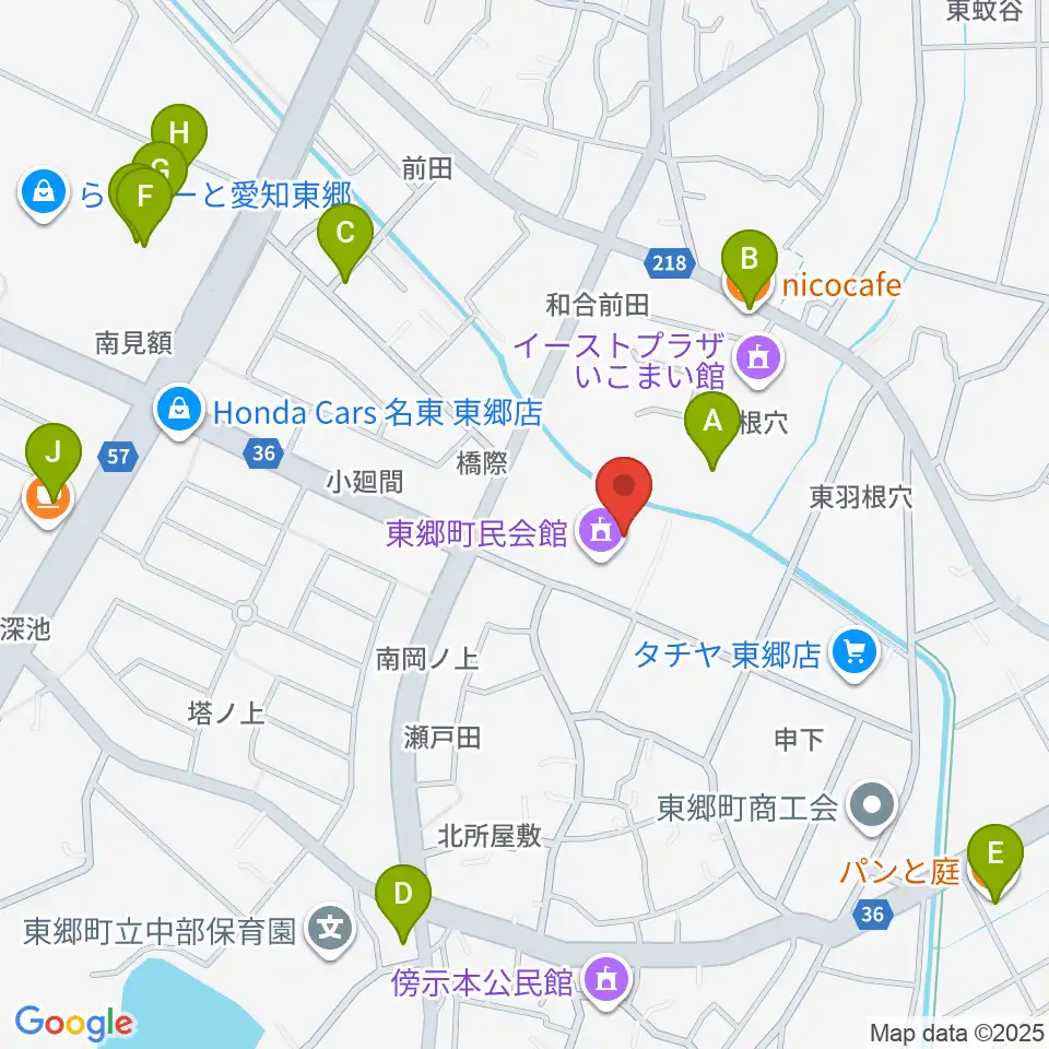東郷町民会館周辺のカフェ一覧地図