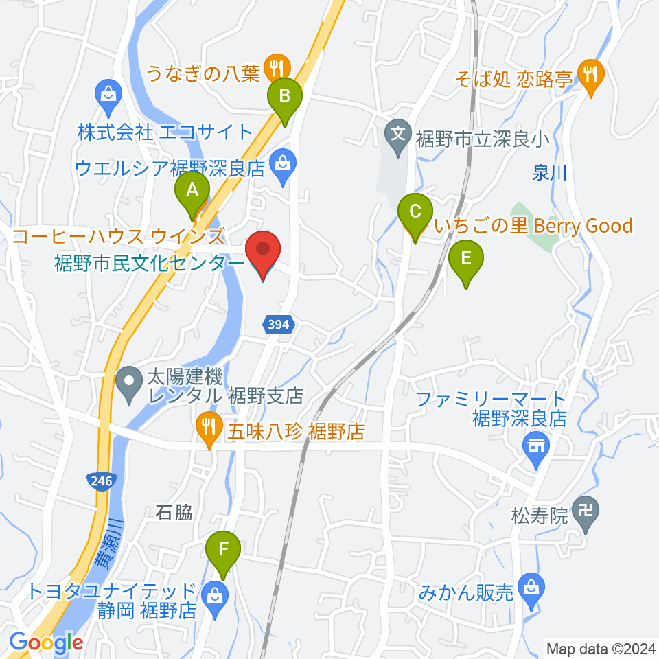 裾野市民文化センター周辺のカフェ一覧地図