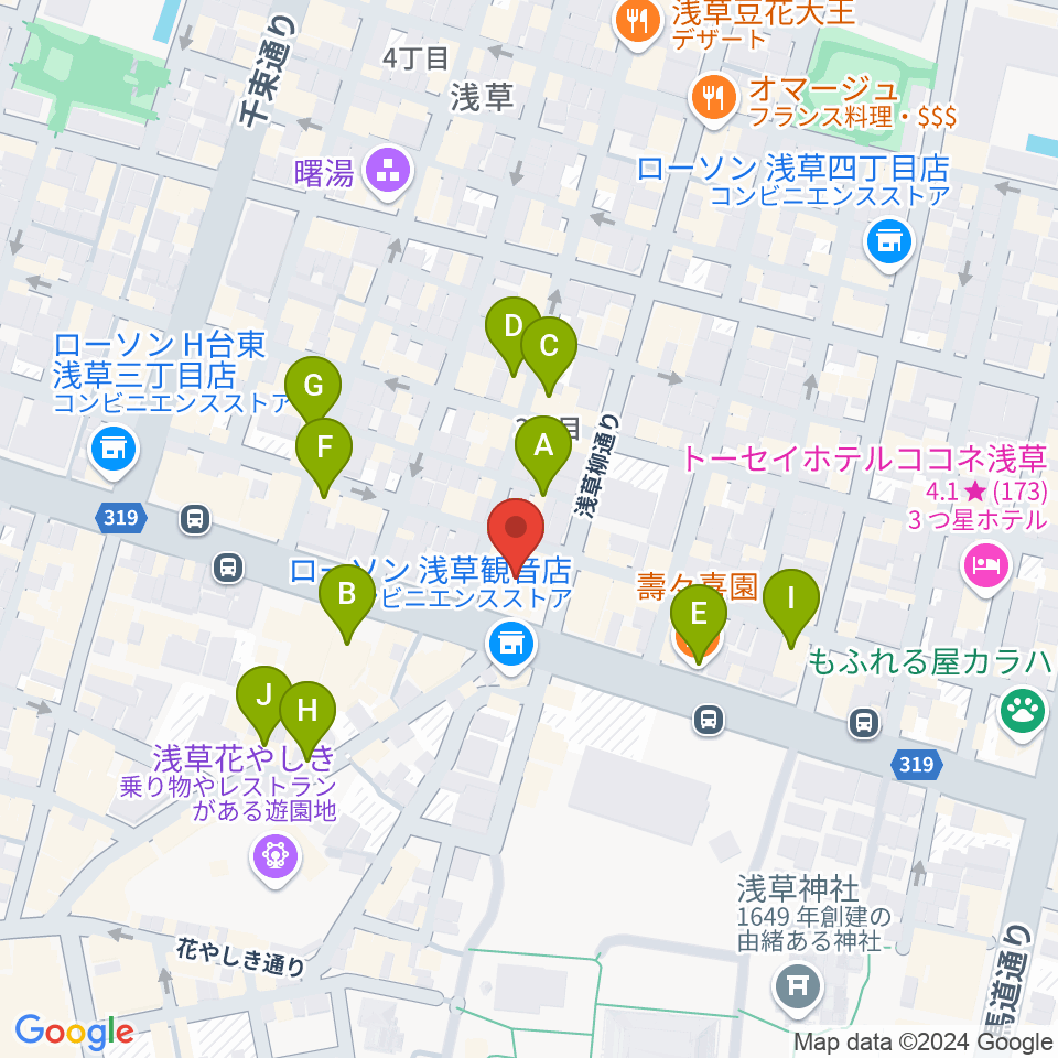 雷5656会館 ときわホール周辺のカフェ一覧地図