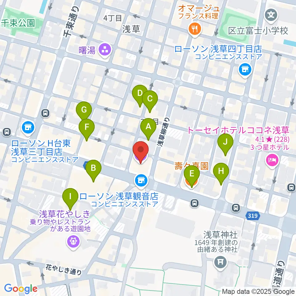 雷5656会館 ときわホール周辺のカフェ一覧地図