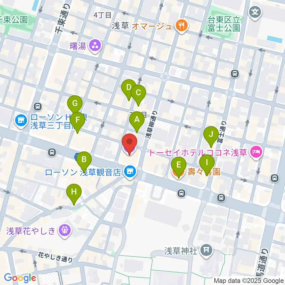 雷5656会館 ときわホール周辺のカフェ一覧地図