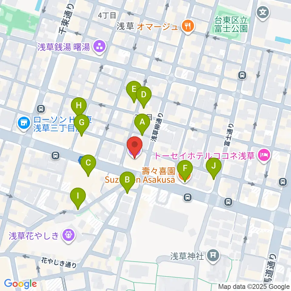 雷5656会館 ときわホール周辺のカフェ一覧地図