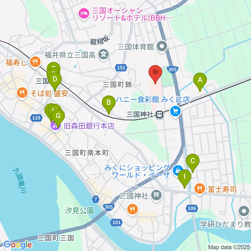 みくに未来ホール周辺のカフェ一覧地図