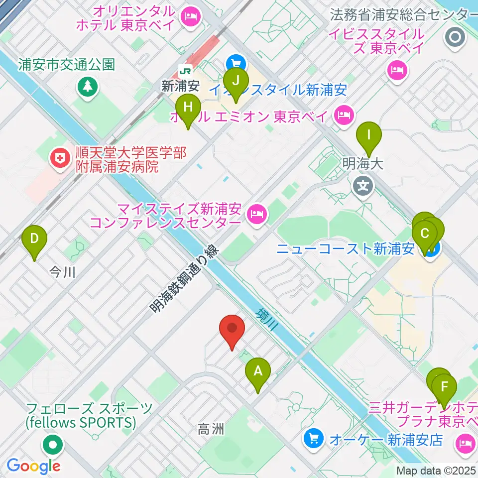 空、奏で 音楽教室周辺のカフェ一覧地図