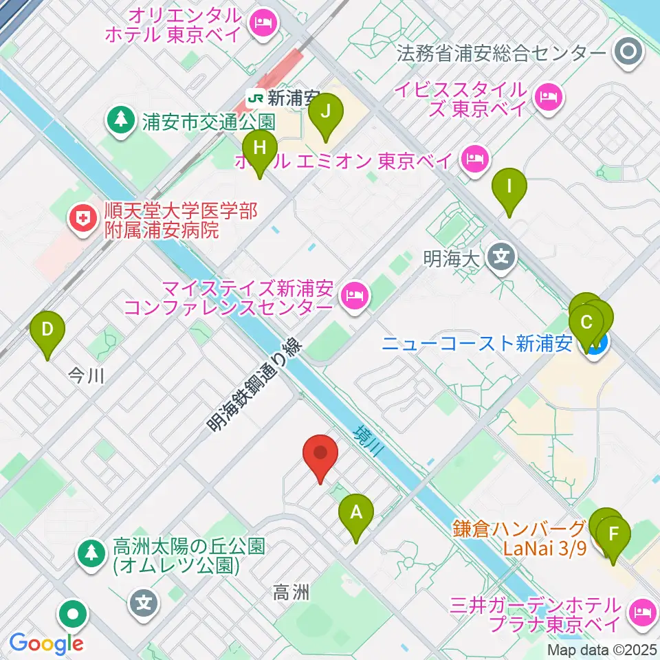 空、奏で 音楽教室周辺のカフェ一覧地図