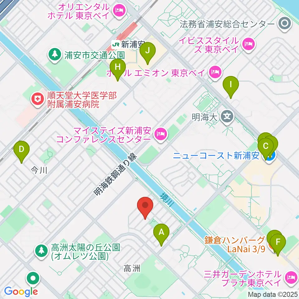 空、奏で　音楽教室周辺のカフェ一覧地図