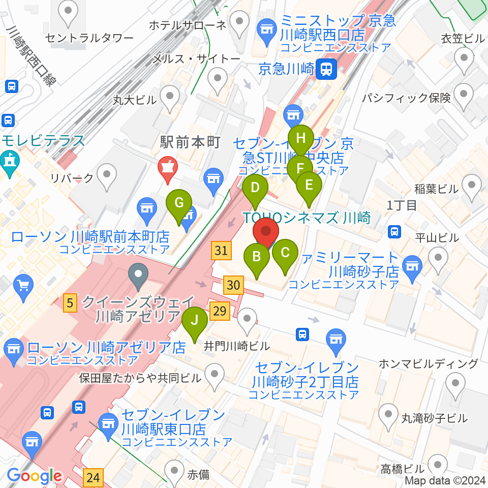Tohoシネマズ川崎 周辺のカフェ一覧マップ