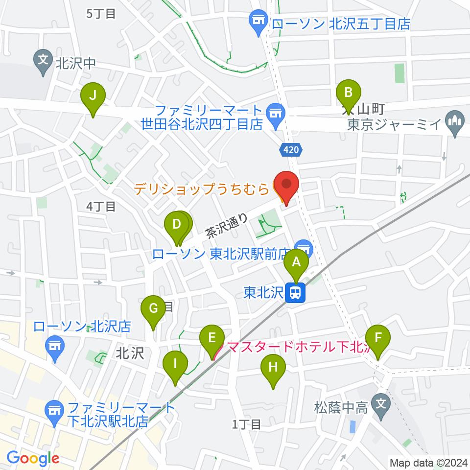 北沢三丁目スタジオ周辺のカフェ一覧地図