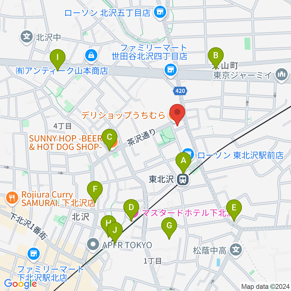 北沢三丁目スタジオ周辺のカフェ一覧地図