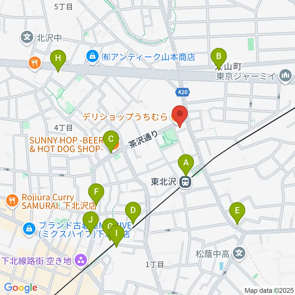 北沢三丁目スタジオ周辺のカフェ一覧地図