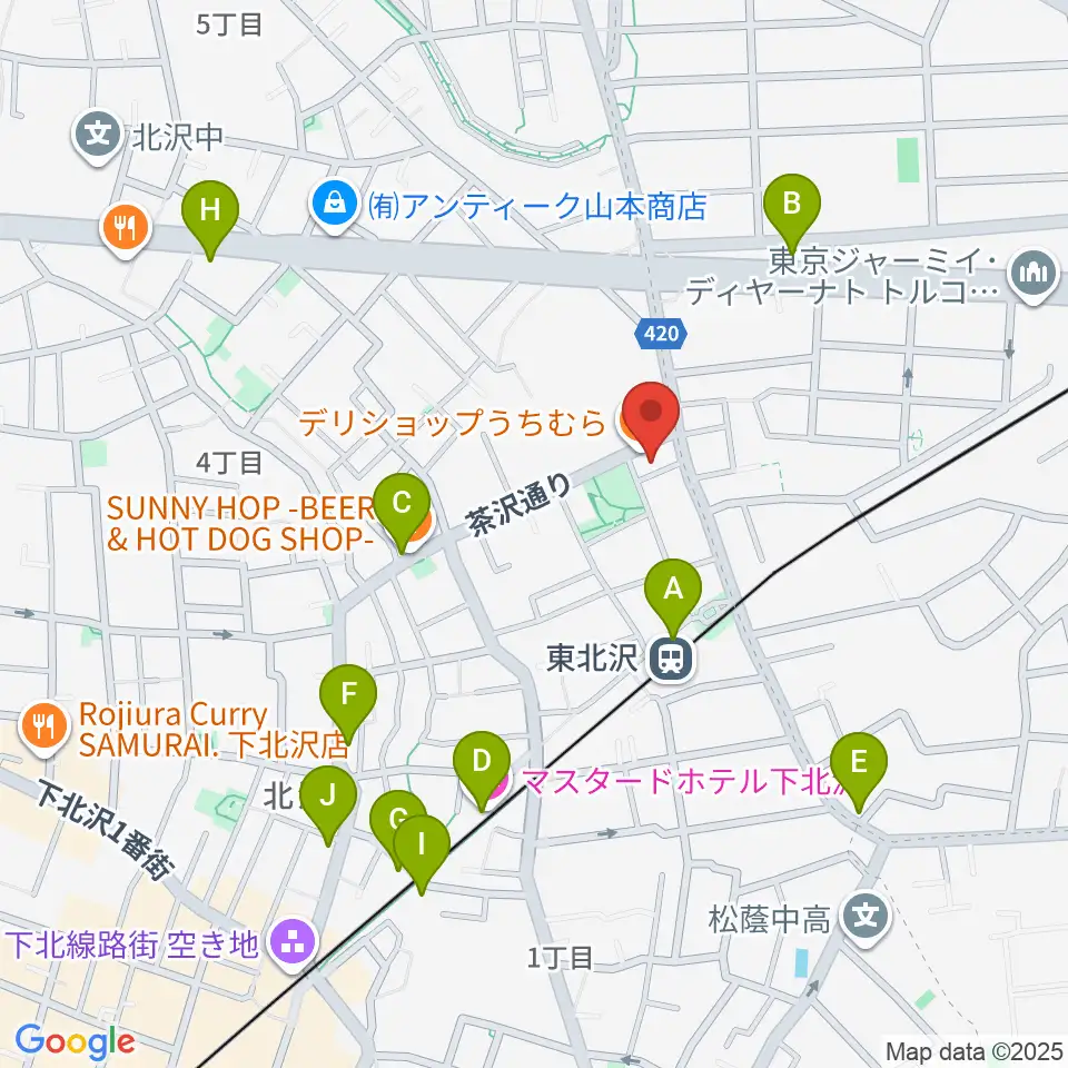 北沢三丁目スタジオ周辺のカフェ一覧地図