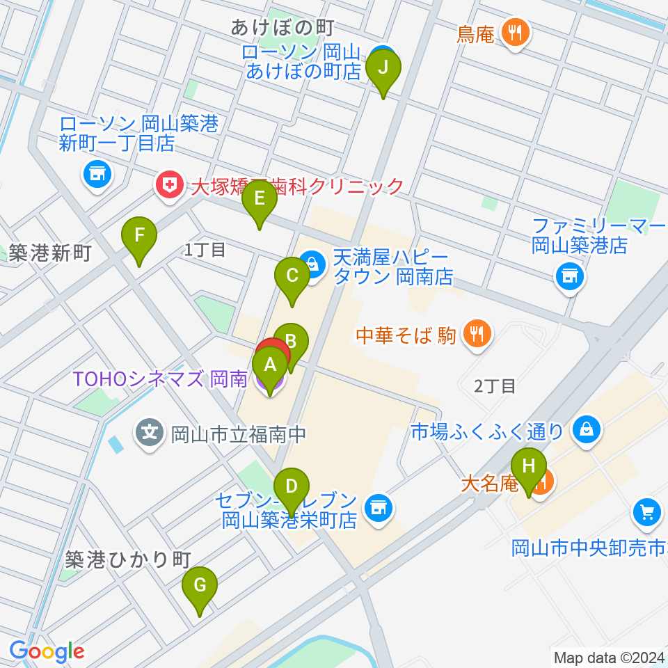 TOHOシネマズ岡南周辺のカフェ一覧地図