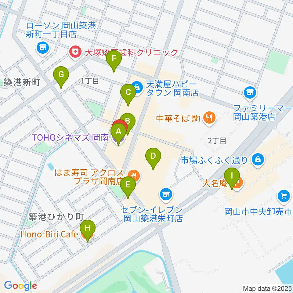 TOHOシネマズ岡南周辺のカフェ一覧地図