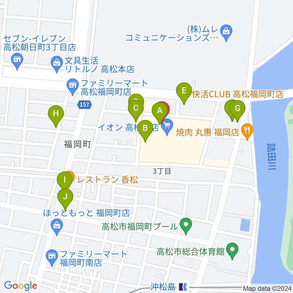 イオンシネマ高松東周辺のカフェ一覧地図