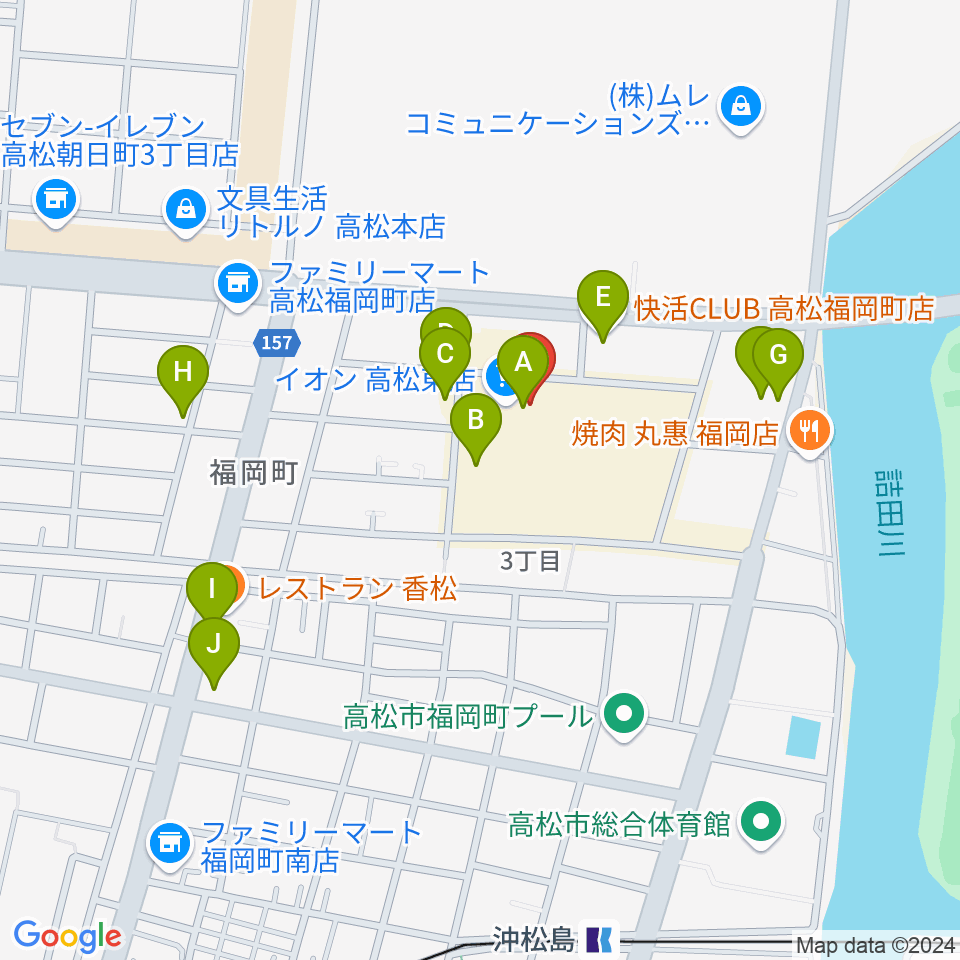 イオンシネマ高松東周辺のカフェ一覧地図