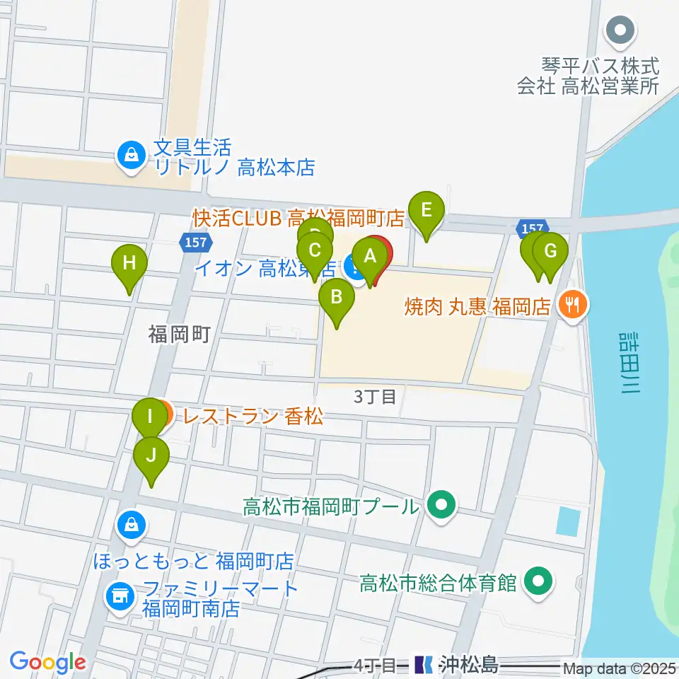 イオンシネマ高松東周辺のカフェ一覧地図