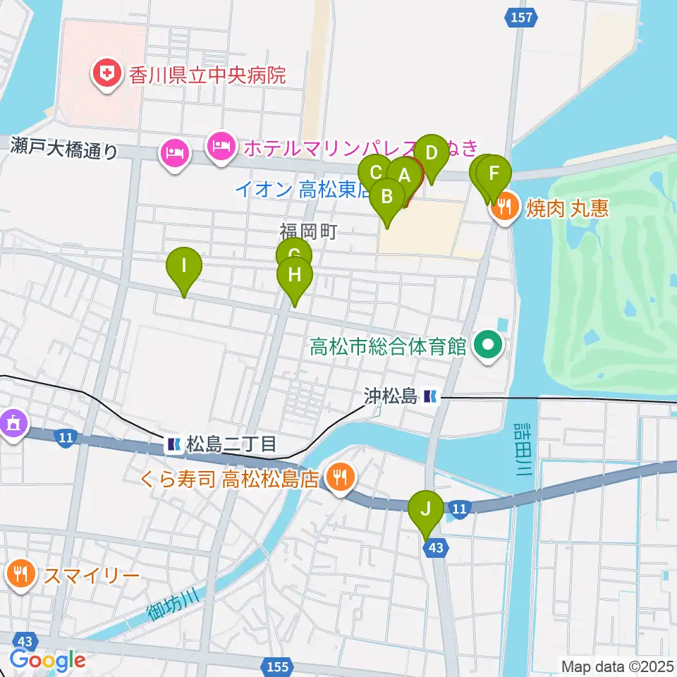 イオンシネマ高松東周辺のカフェ一覧地図