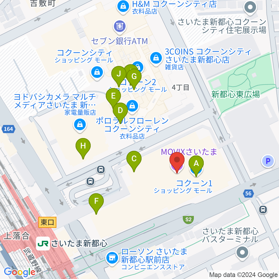 MOVIXさいたま周辺のカフェ一覧地図