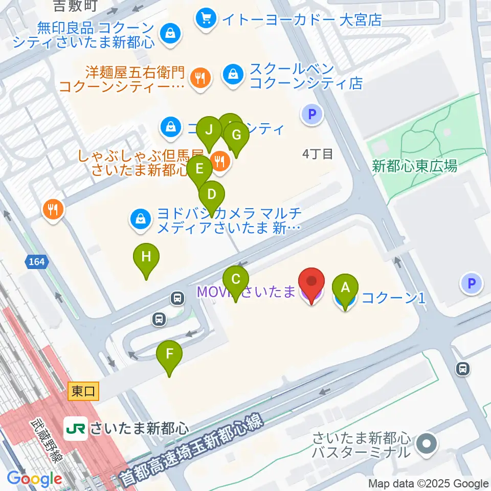 MOVIXさいたま周辺のカフェ一覧地図