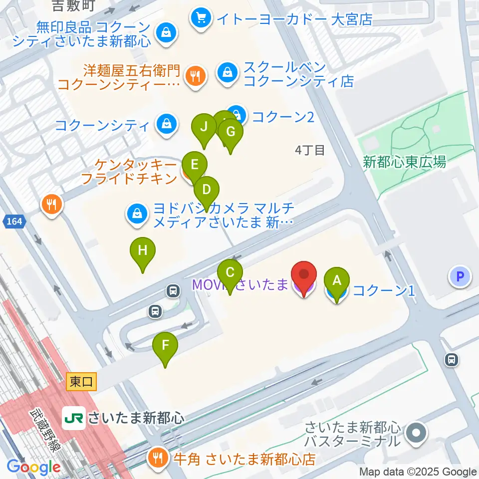 MOVIXさいたま周辺のカフェ一覧地図
