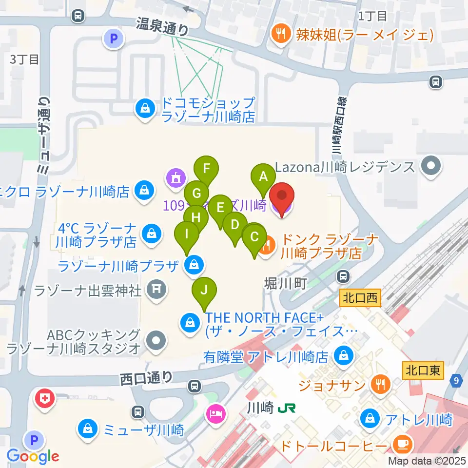 109シネマズ川崎周辺のカフェ一覧地図