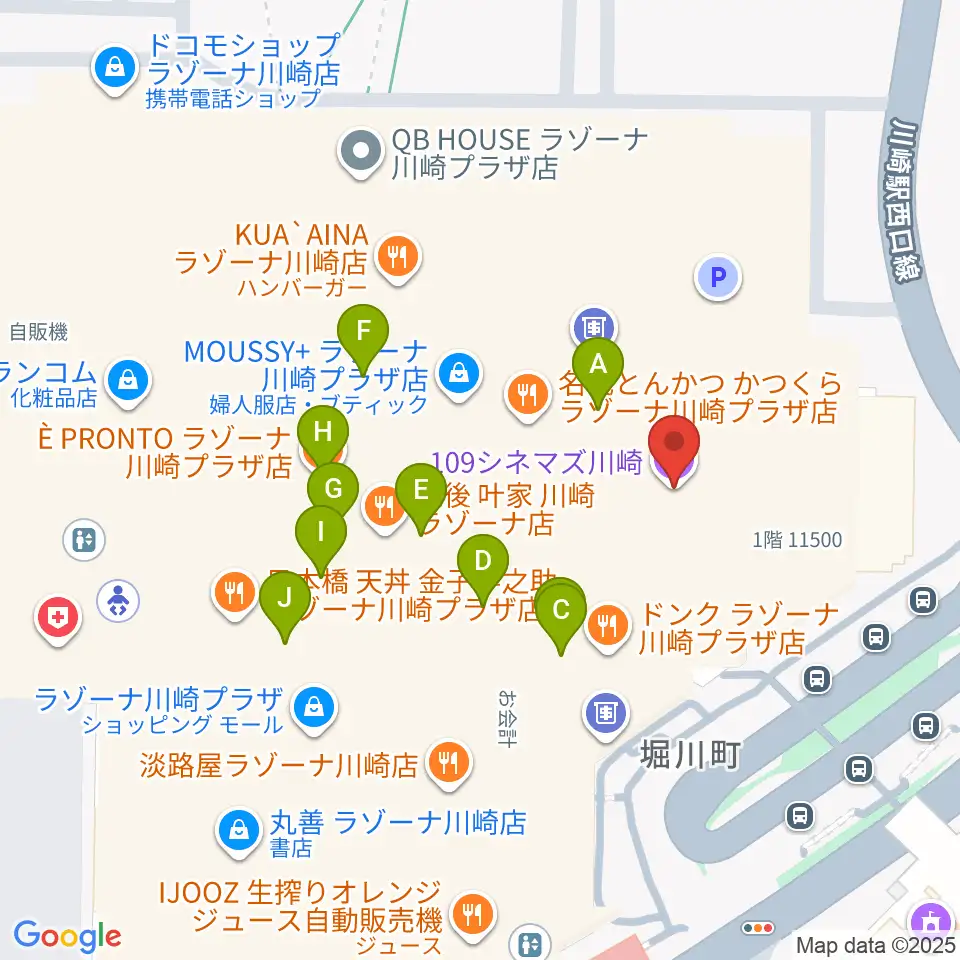 109シネマズ川崎周辺のカフェ一覧地図