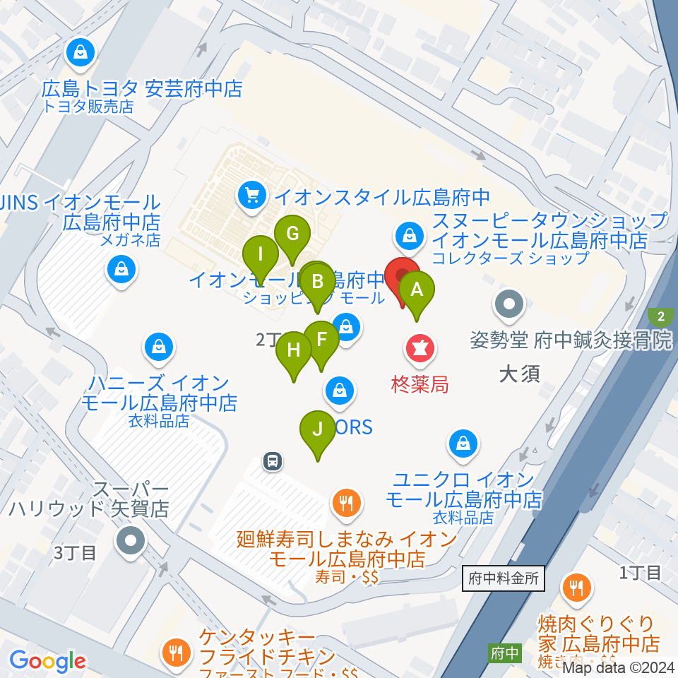 広島バルト11周辺のカフェ一覧地図