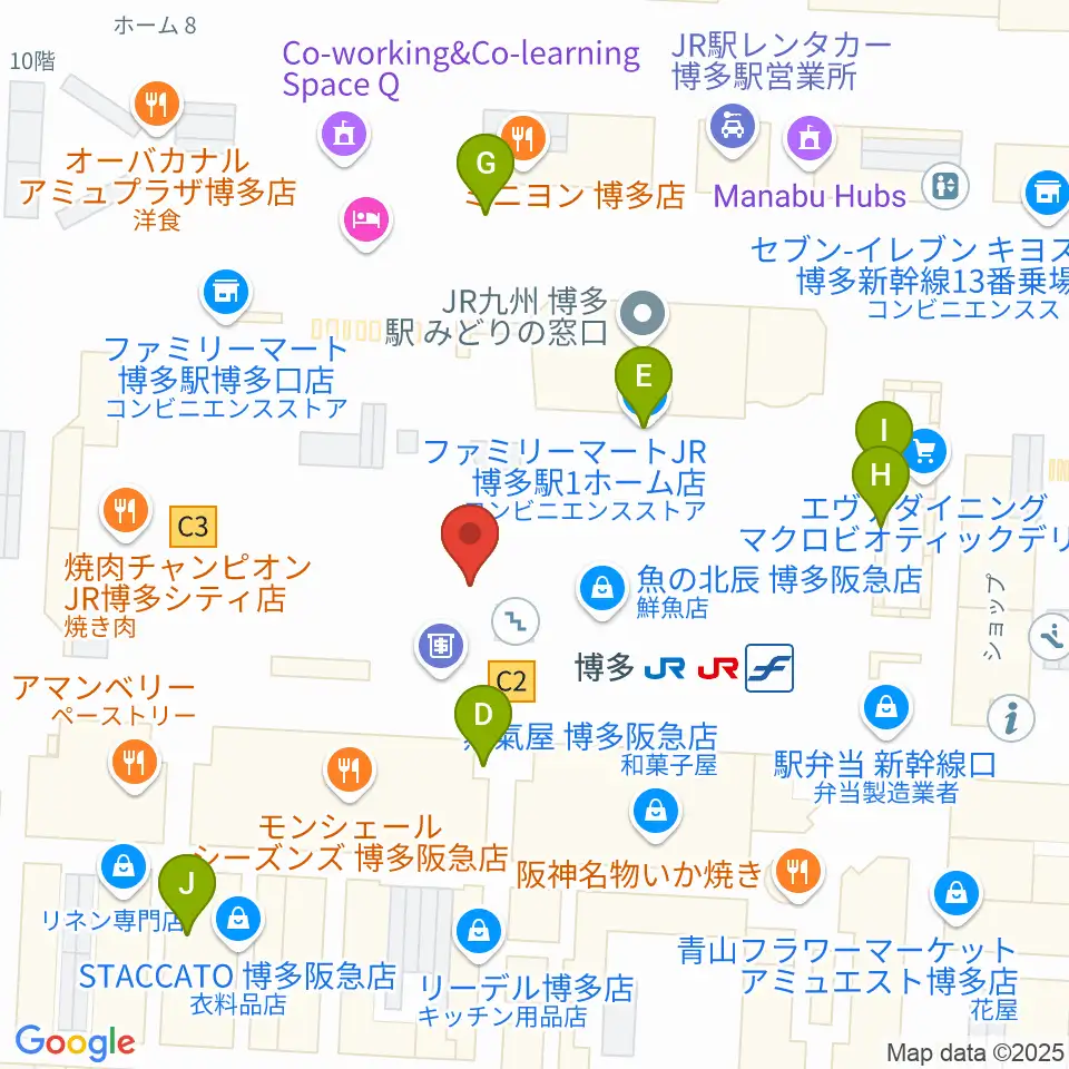 T・ジョイ博多周辺のカフェ一覧地図