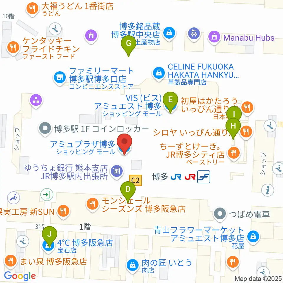 T・ジョイ博多周辺のカフェ一覧地図