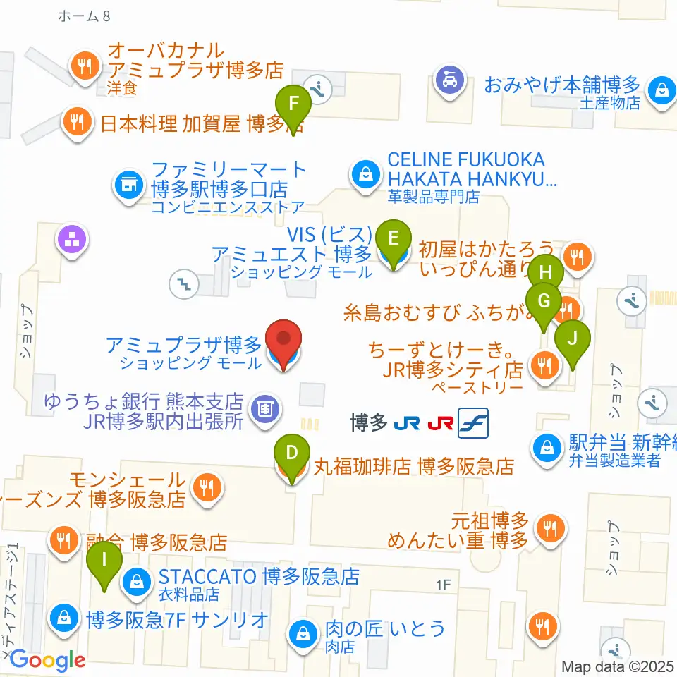 T・ジョイ博多周辺のカフェ一覧地図