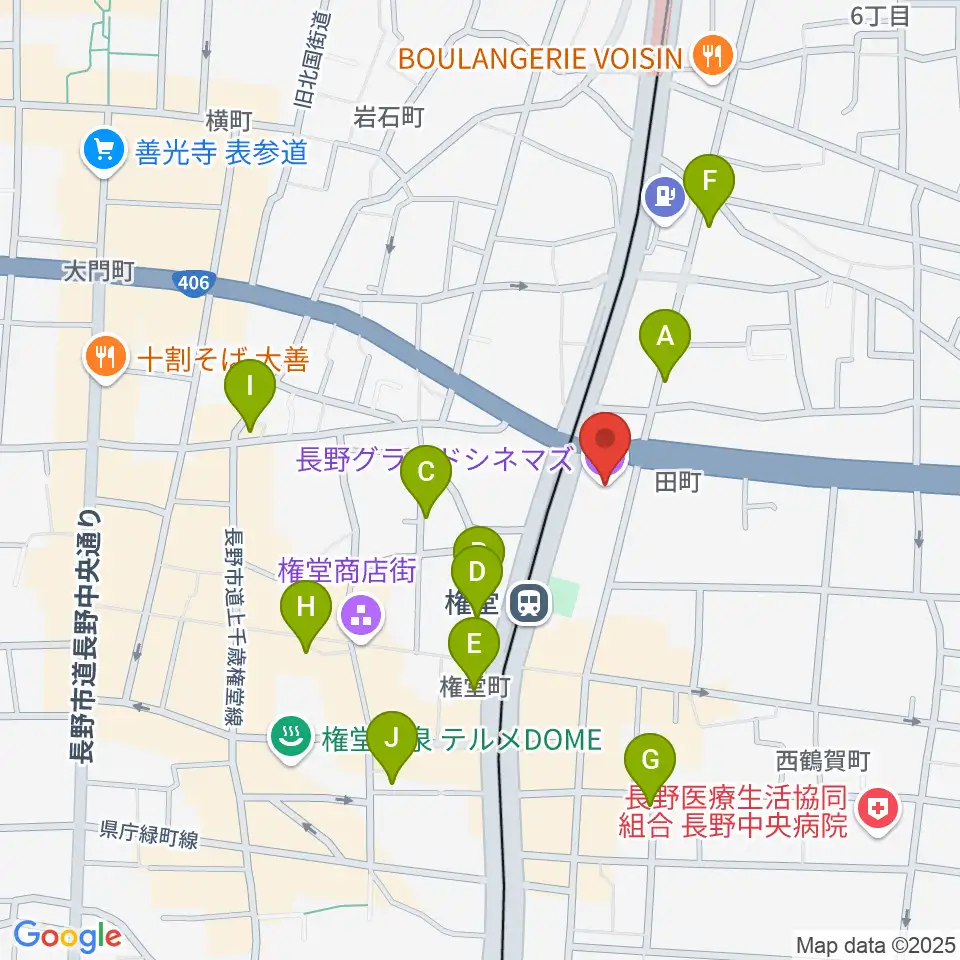 長野グランドシネマズ周辺のカフェ一覧地図