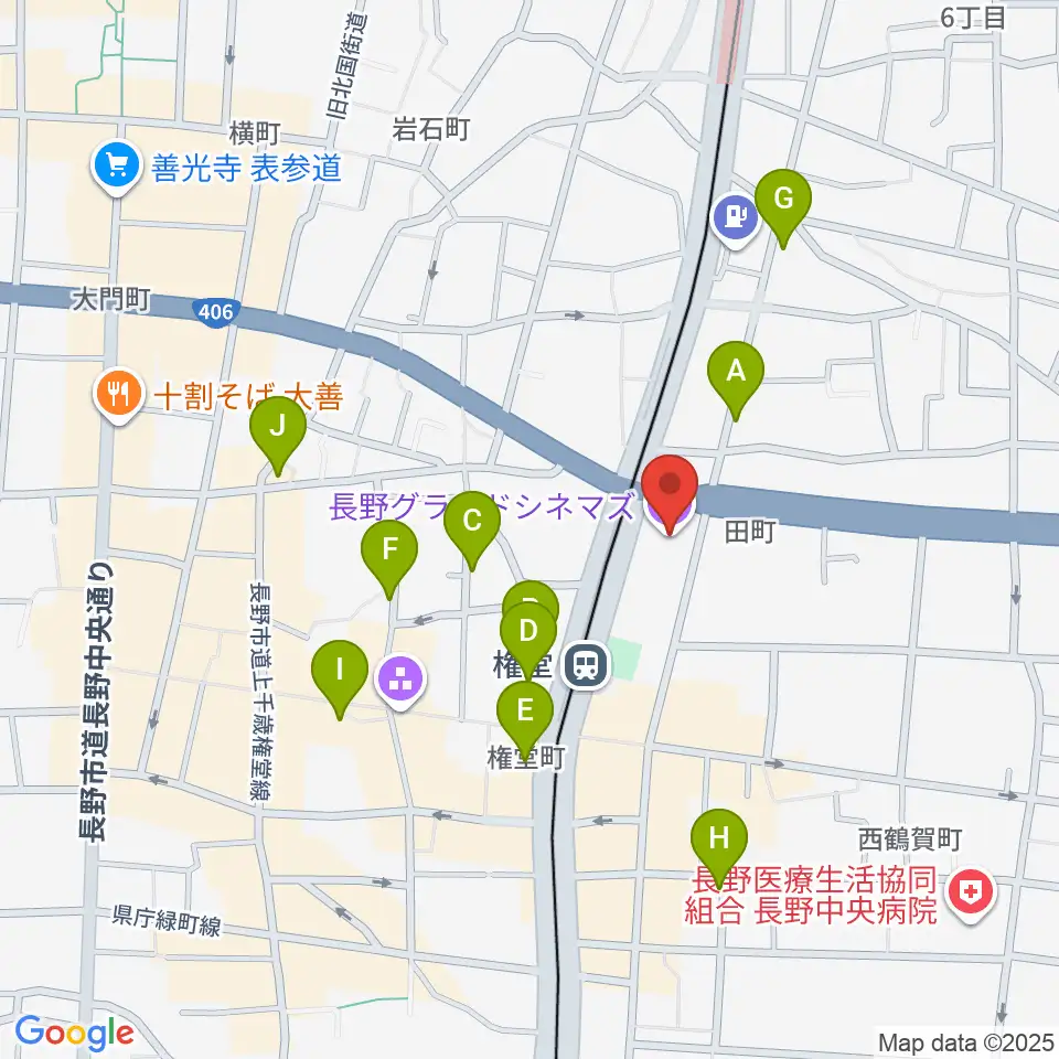 長野グランドシネマズ周辺のカフェ一覧地図