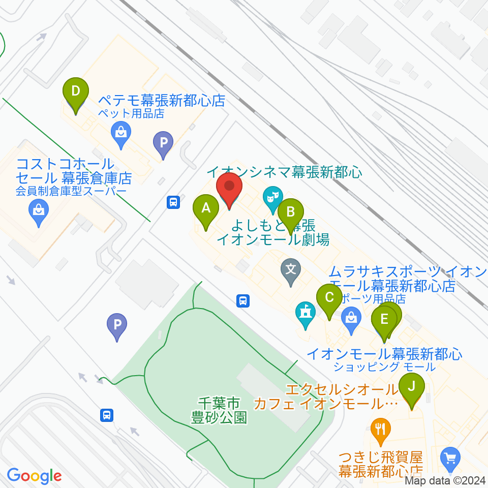 イオンシネマ幕張新都心周辺のカフェ一覧地図