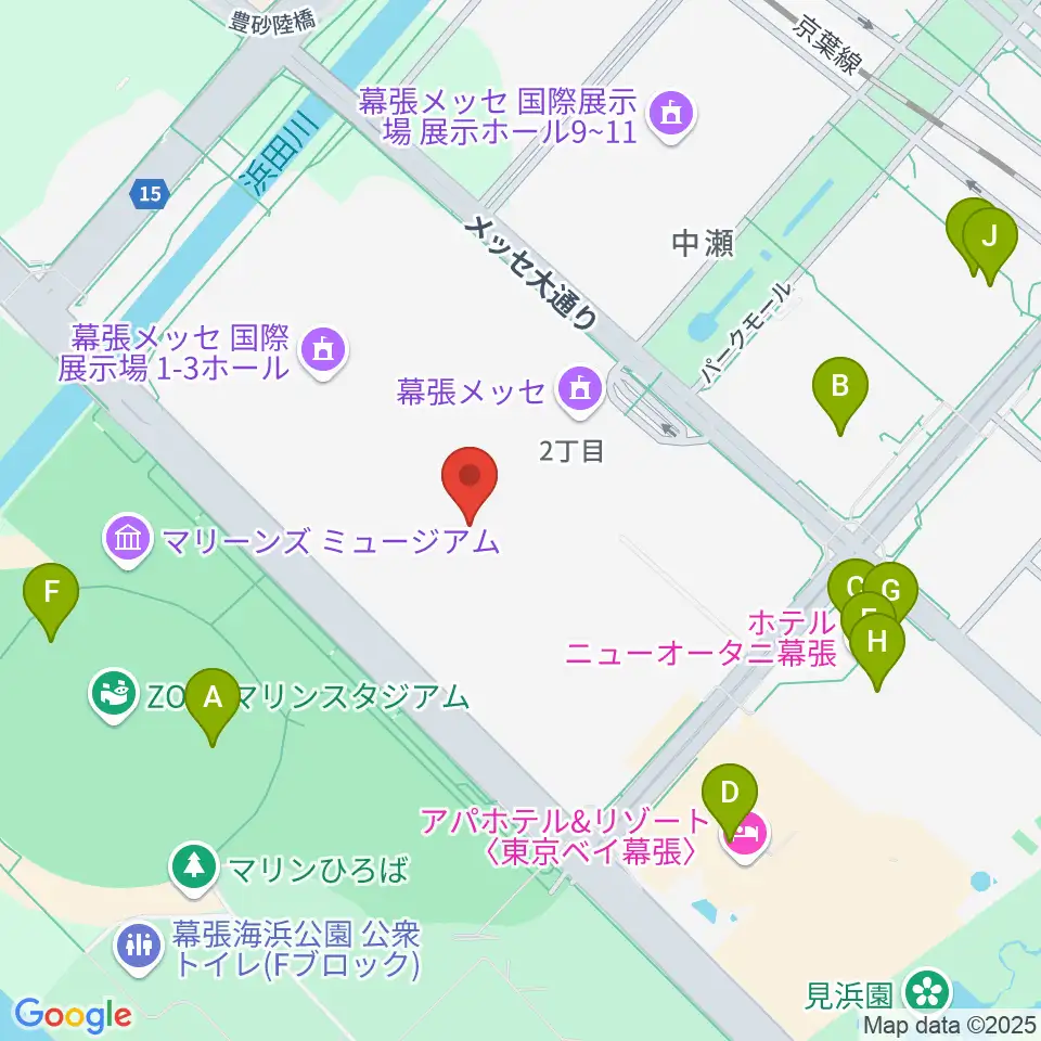 幕張メッセ 国際展示場1-8ホール周辺のカフェ一覧地図