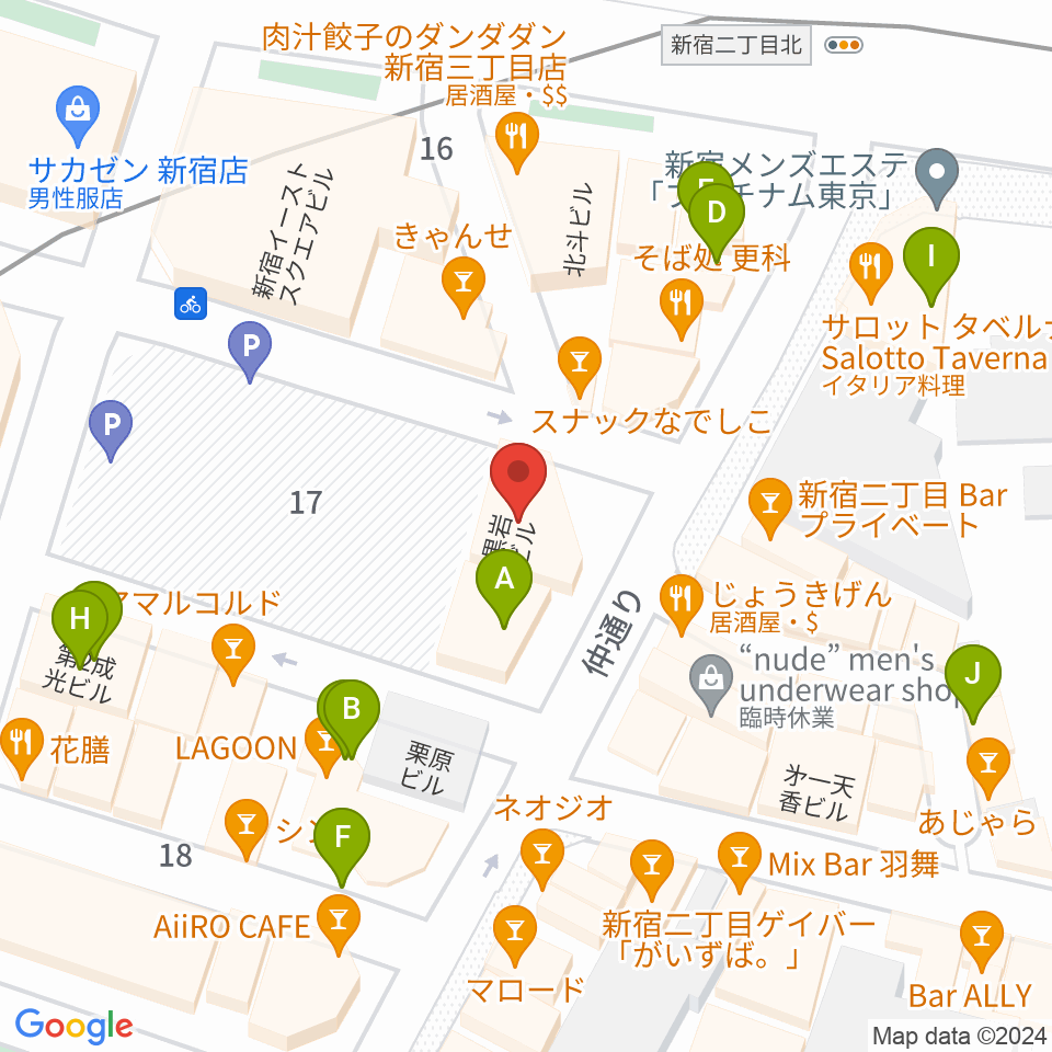 シャンソンの店Kuwa周辺のカフェ一覧地図