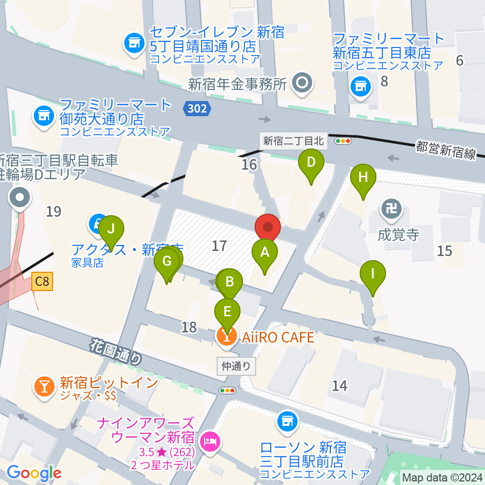 シャンソンの店Kuwa周辺のカフェ一覧地図