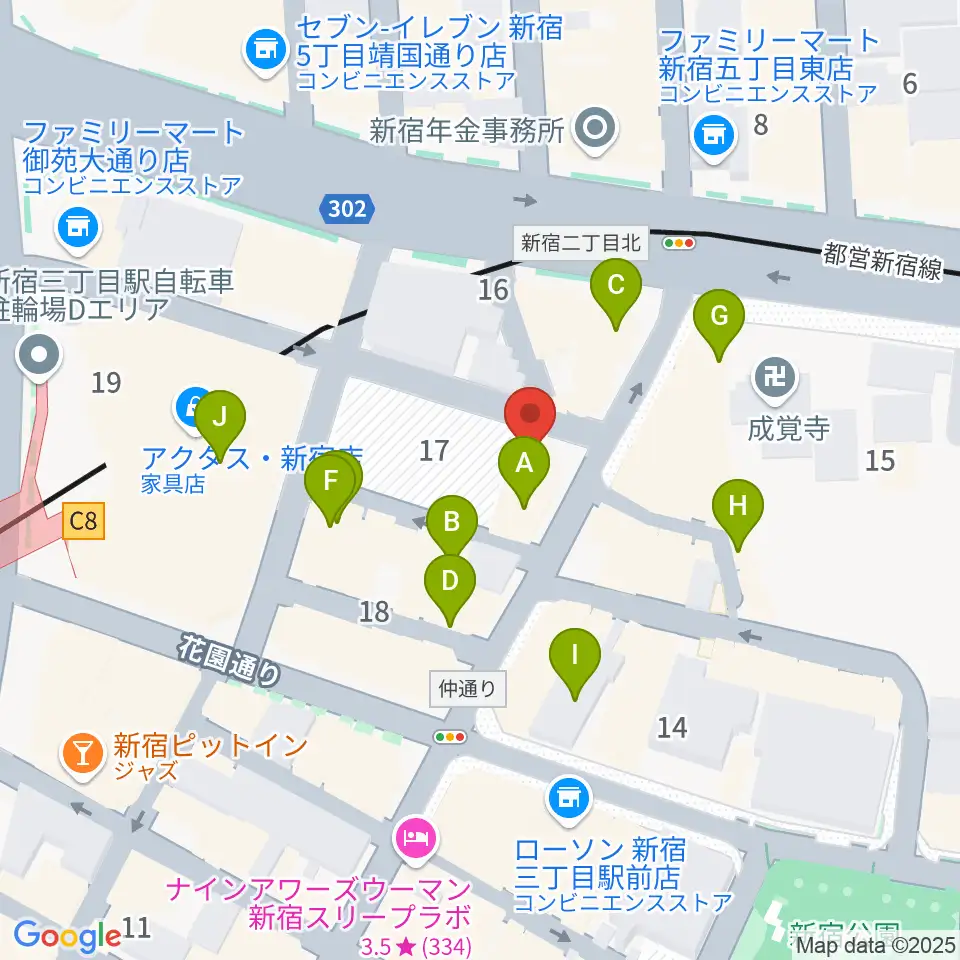 シャンソンの店Kuwa周辺のカフェ一覧地図